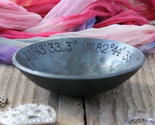 Small round bowl with coordinates