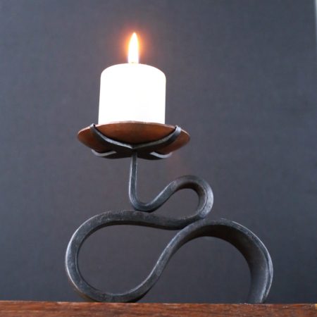 Scroll Copper and Iron Candle holder