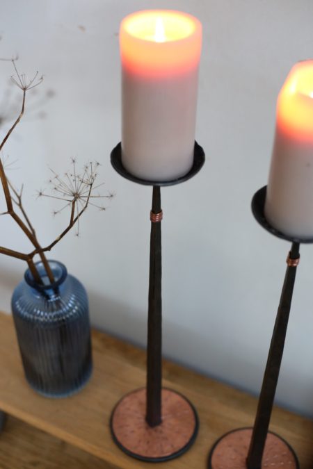 Tall Candlestick hand forged from Iron and Copper - Image 2