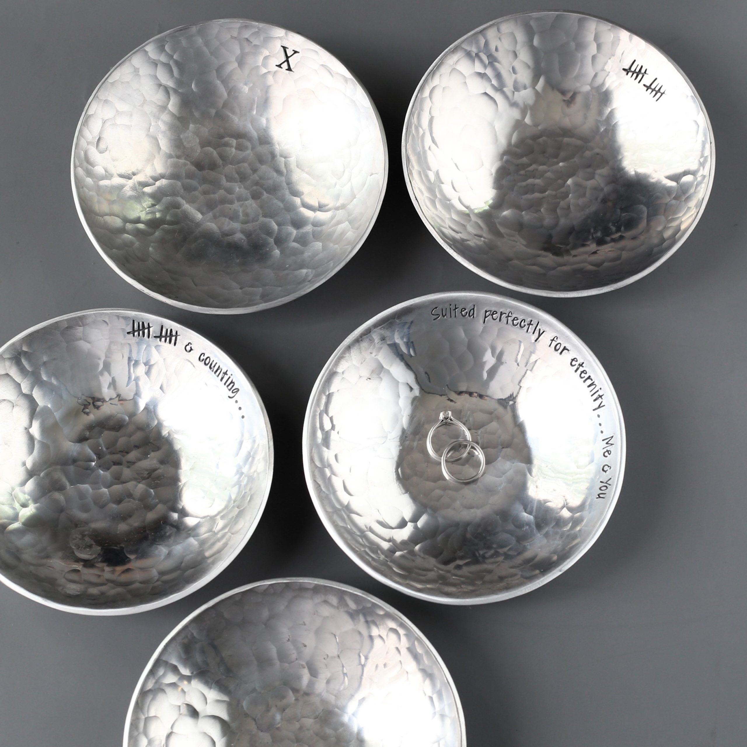 Medium Aluminium bowl with personalisation. 10th anniversary gift