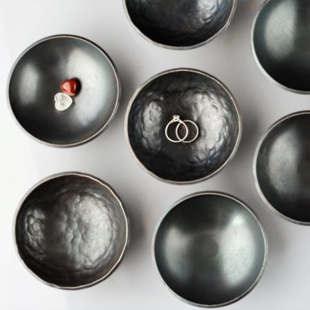 Small round bowl with contemporary smooth or traditional hammered finishes