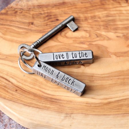 Personalised 11th Anniversary Square Bar Keyring - Image 6