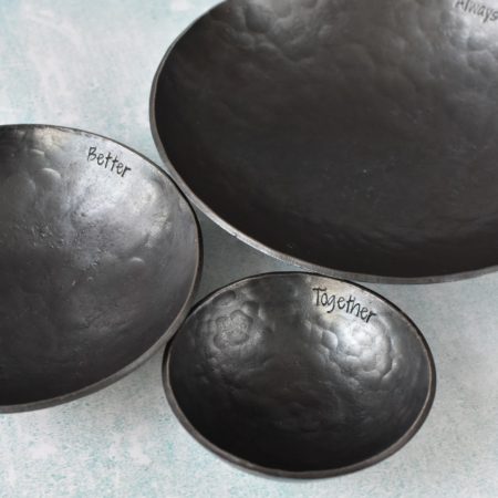 Three Nested Metal Bowls stamped "Always Better Together"