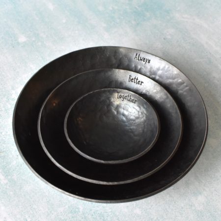 Three Nested Metal Bowls stamped "Always Better Together"