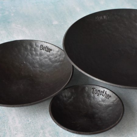 Three Nested Metal Bowls stamped "Always Better Together"