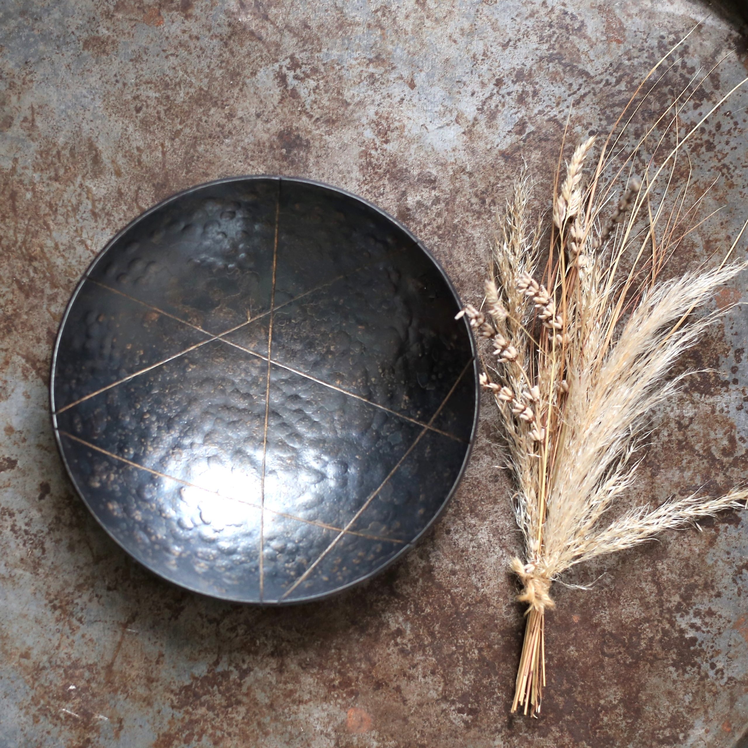 Large Geometric Design Bowl with Bronze Gilding - Image 3