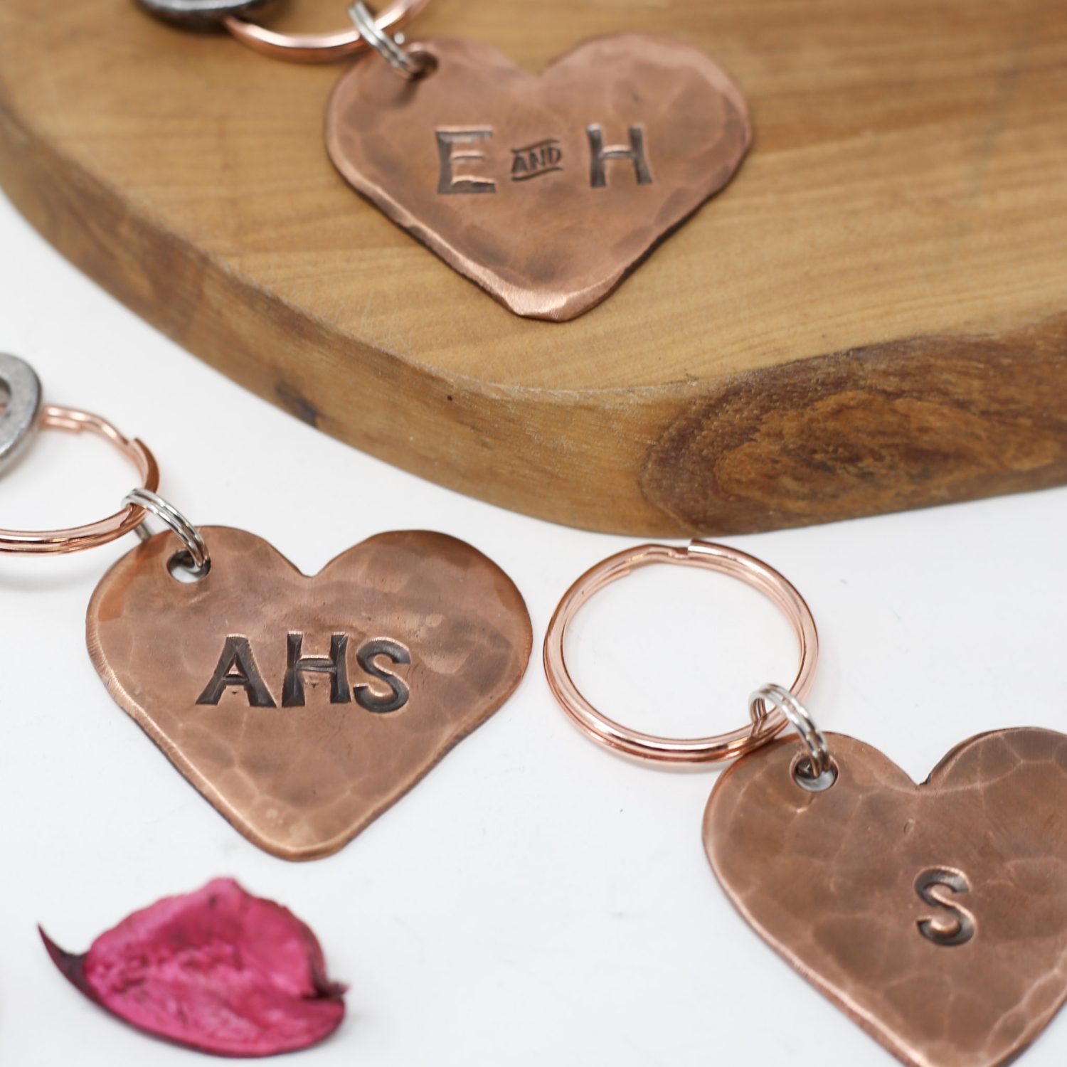 Personalised Copper Heart Keyring. - Coach House Forge