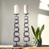 Retro style tall metal candlesticks