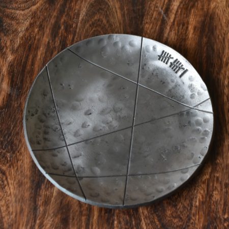 Personalised 11th Anniversary Large Round Dish Polished with Geometric Design - Image 5