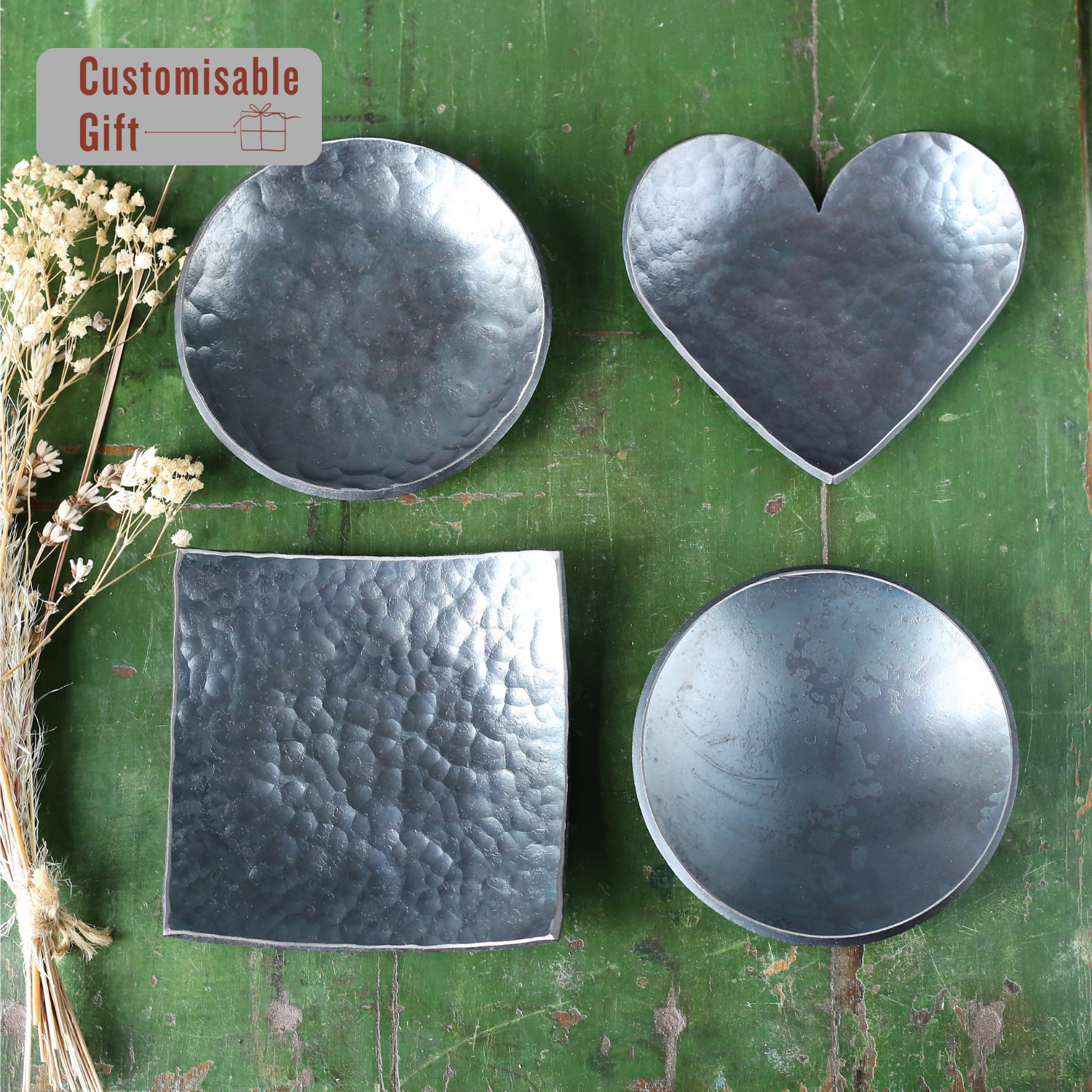 Personalised 6th Anniversary Hammered Small Dish