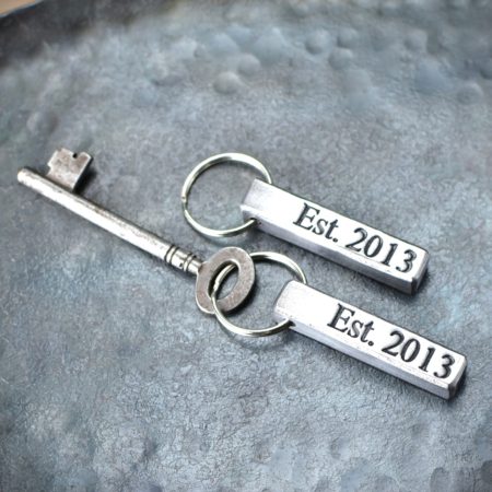 Personalised 11th Anniversary Square Bar Keyring - Image 4
