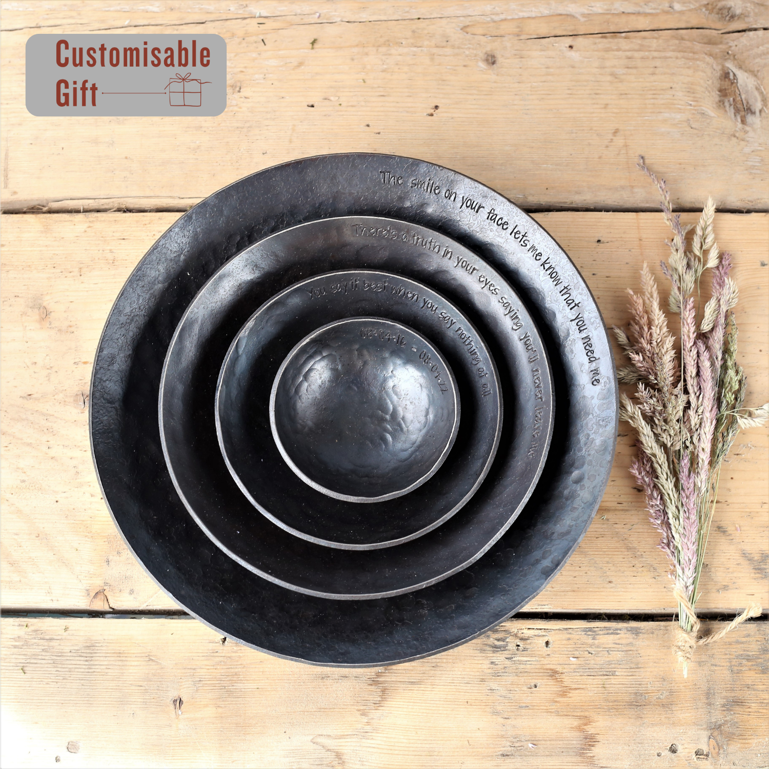 Personalised 4 Bowl Set, 6th Anniversary Gift