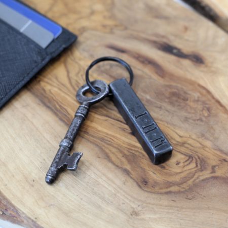 Personalised 11th Anniversary Square Bar Keyring - Image 2