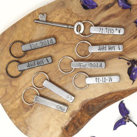 Personalised 11th Anniversary Square Bar Keyring