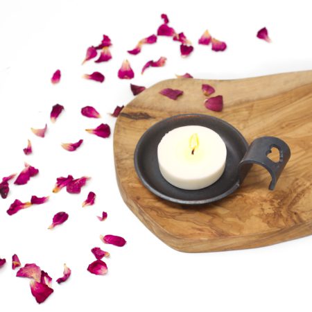 11th Anniversary Steel Candle Dish With Curved Handle - Image 4
