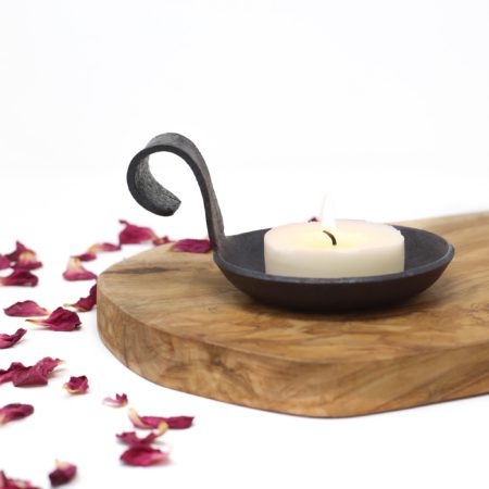 11th Anniversary Steel Candle Dish With Curved Handle - Image 3