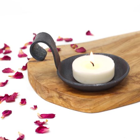11th Anniversary Steel Candle Dish With Curved Handle - Image 2