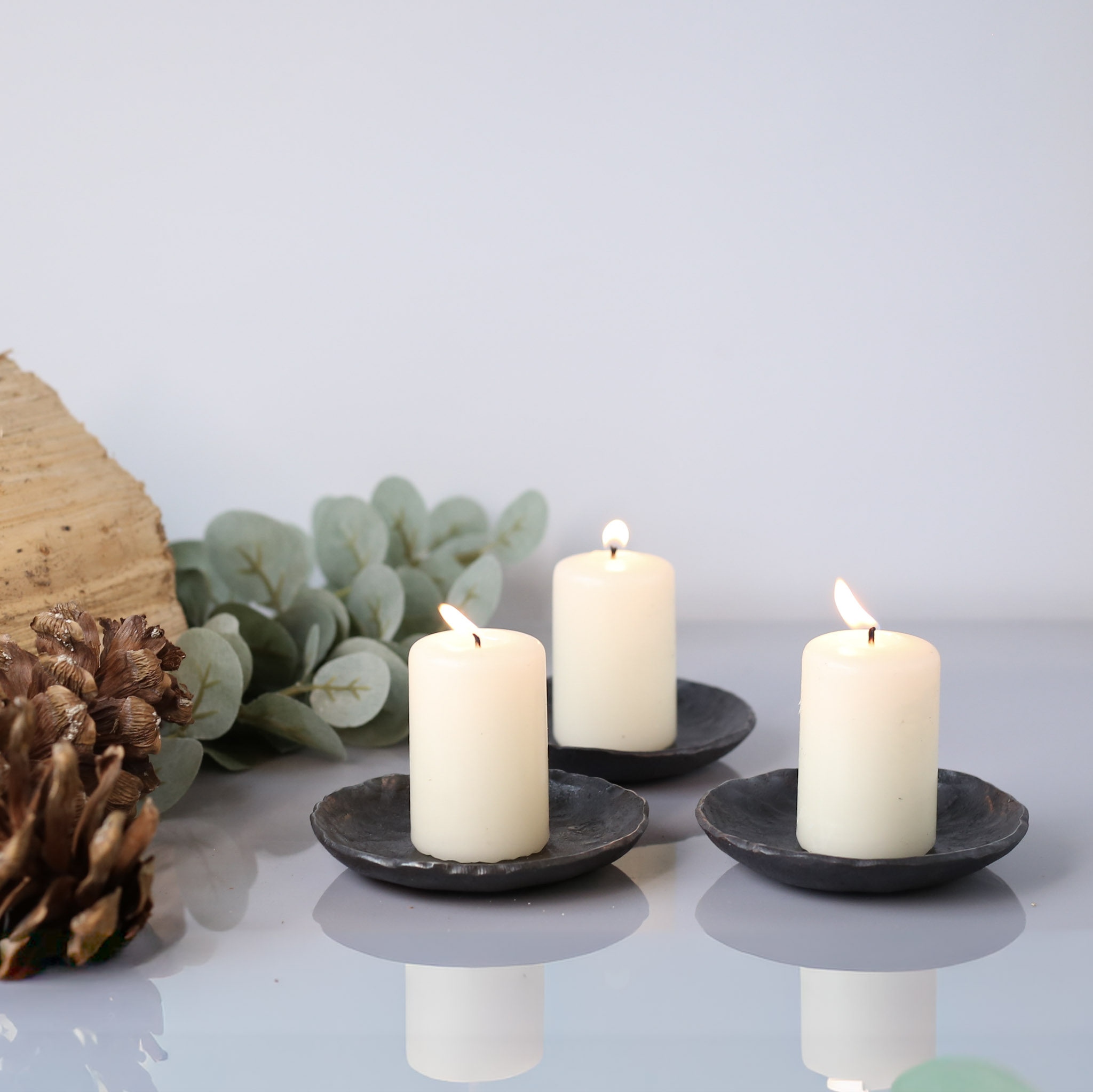 Metal Candle Dish, Table Decoration