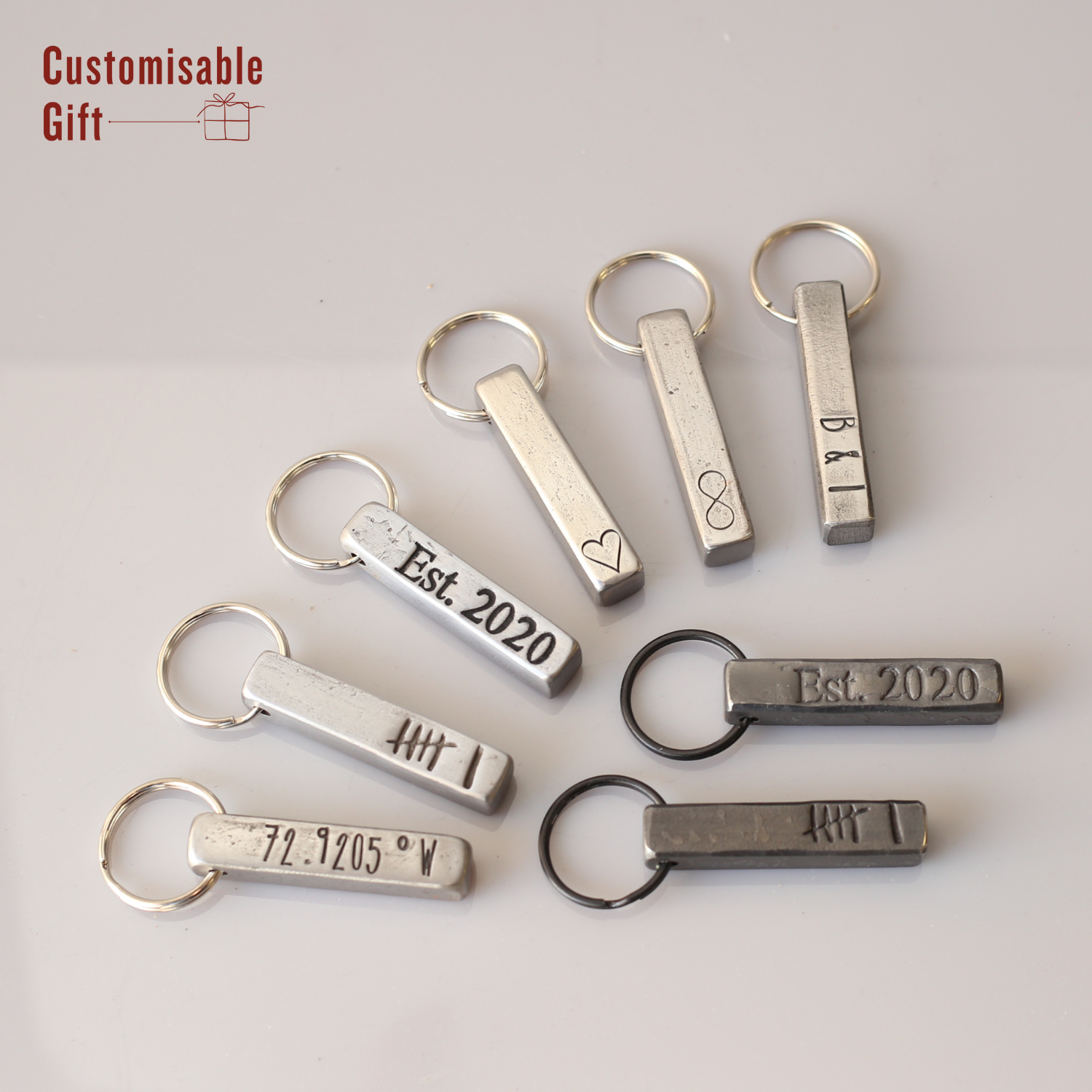 Personalised 6th Anniversary Square Bar Keyrings