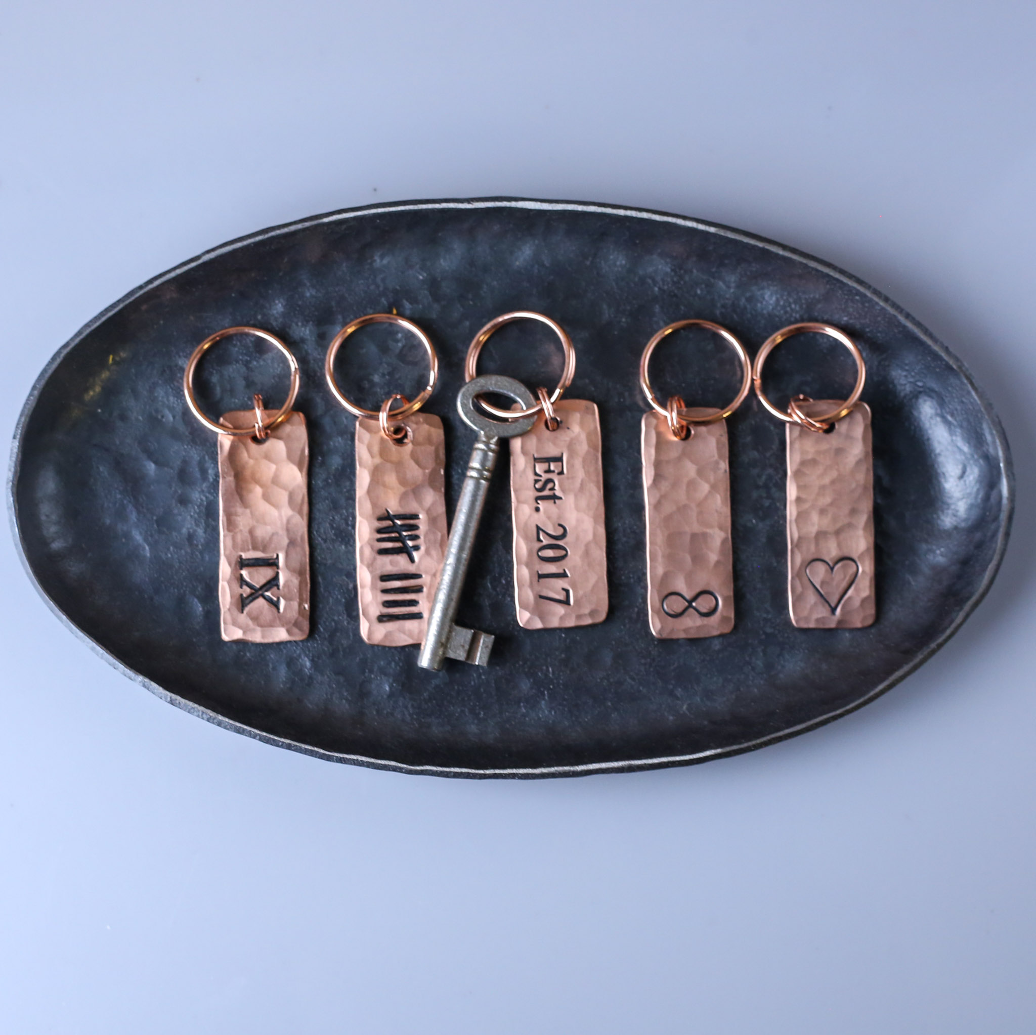9th Anniversary Copper Tag Keyring