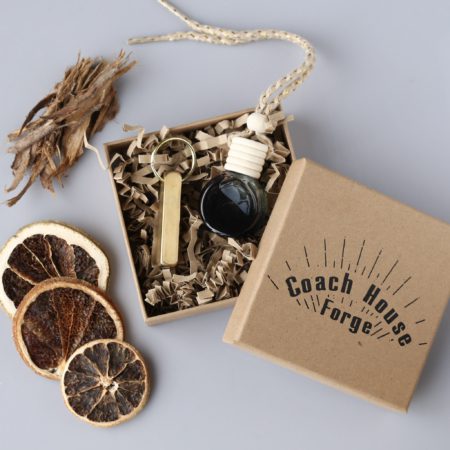 Brass Keyring and Car Diffuser Gift Set