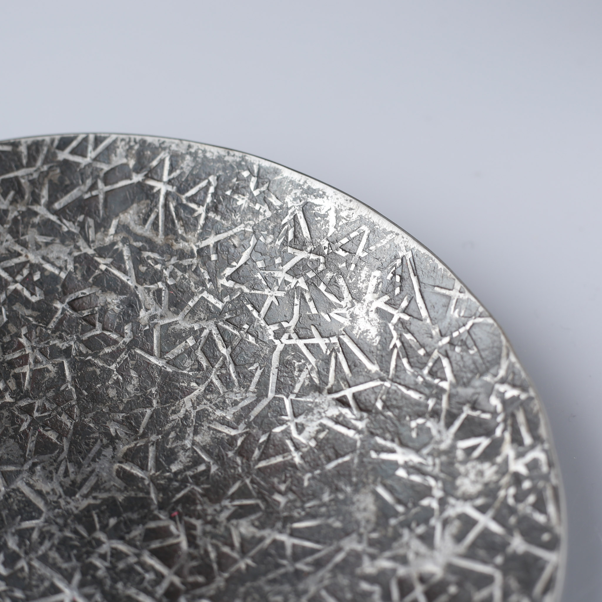 Heavy Iron Dish with Silver 'Frost' Texture. - Image 8