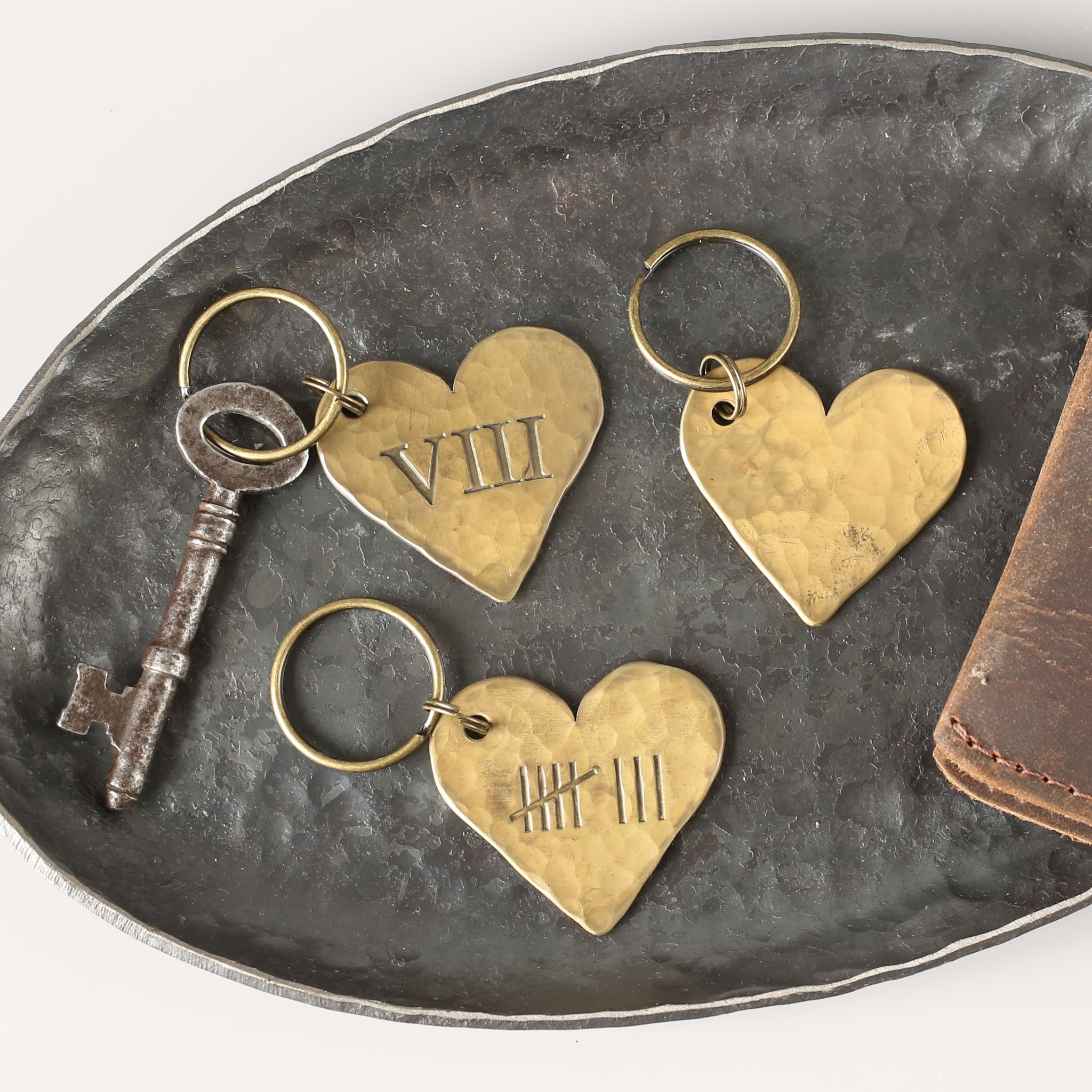 8th Anniversary Bronze Heart Keyring