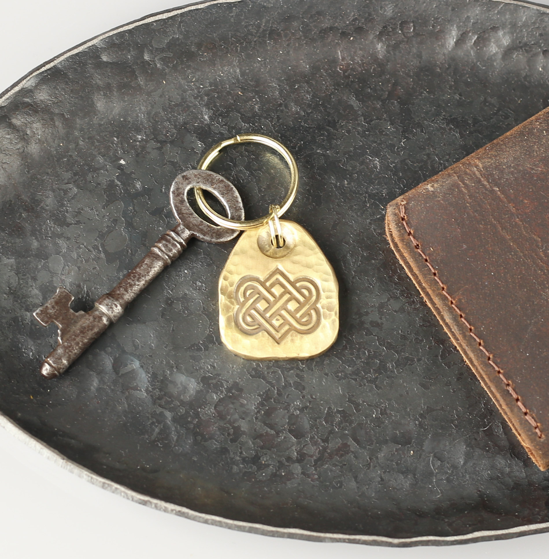 21st Anniversary Brass Celtic Keyring.