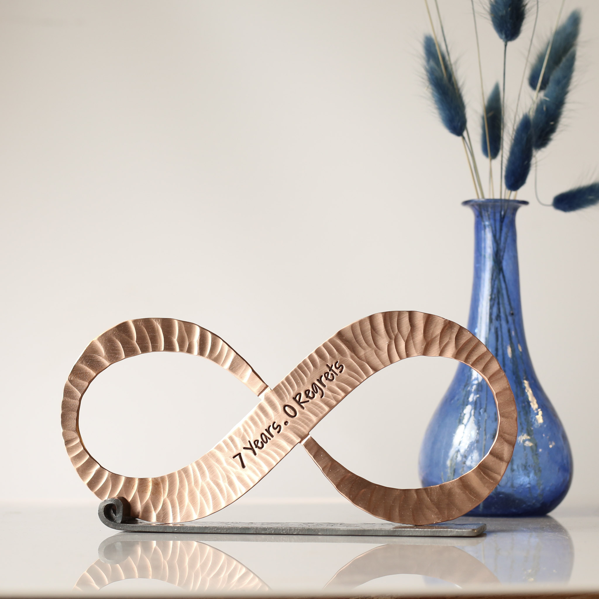 Personalised Copper Infinity Symbol. Hand forged Artisan Copper Keepsake. - Image 4
